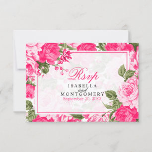 Pretty Hot Pink Floral Design - RSVP Card