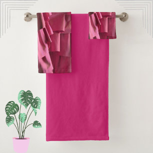 Pretty Hot Pink Glam Silk Ruffles Pattern Towel
