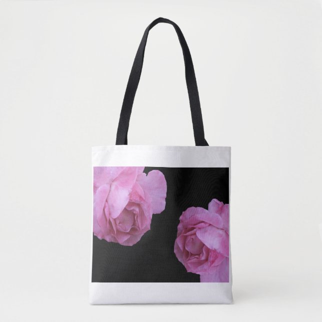 Pretty hot pink rose flowers boho fashion glam fun tote bag (Front)