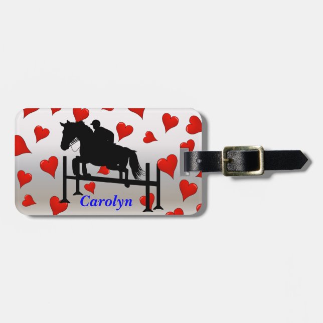 Pretty Hunter Jumper Horse & Rider Luggage Tag (Front Horizontal)