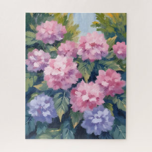 Pretty Hydrangea Blooms   Floral Watercolor Jigsaw Puzzle