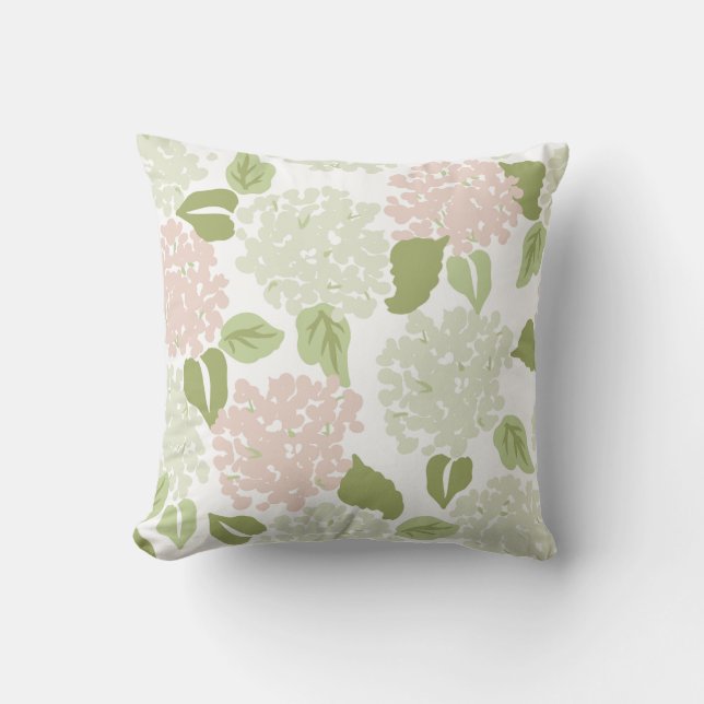 Pretty hydrangea floral preppy classic  cushion (Front)
