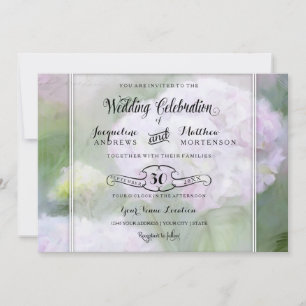 Pretty Hydrangea Garden Flowers Script Typography Invitation