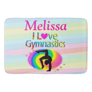 PRETTY I LOVE GYMNASTICS PERSONALIZED BATH MAT
