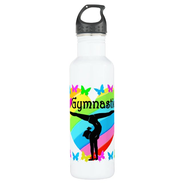 PRETTY I LOVE GYMNASTICS RAINBOW DESIGN 710 ML WATER BOTTLE (Front)