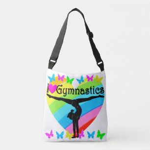 PRETTY I LOVE GYMNASTICS RAINBOW DESIGN CROSSBODY BAG