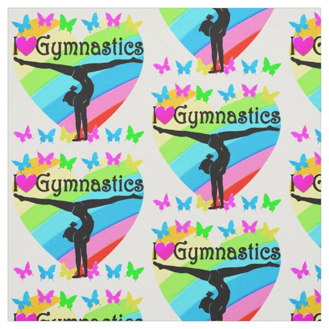 PRETTY I LOVE GYMNASTICS RAINBOW DESIGN FABRIC (Swatch)