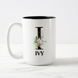 Pretty I Monogrammed initial Two-Tone Coffee Mug