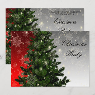 Pretty Ice Flakes & Fur Tree Christmas Invitation