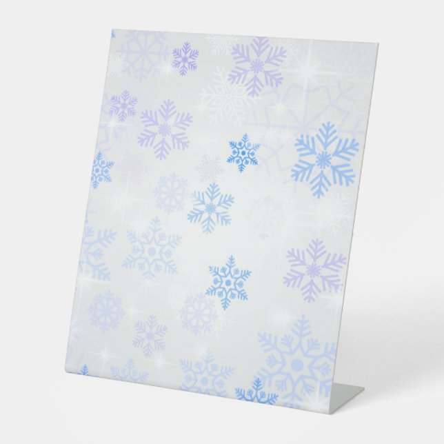Pretty Icy Snowflake Background Pedestal Sign (Front)