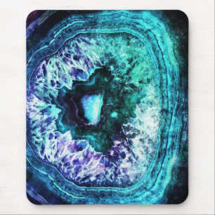 Pretty Icy Turquoise and Purple Geode Crystal Mouse Pad