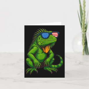 Pretty Iguana With America Sungles Costume For 4th Card