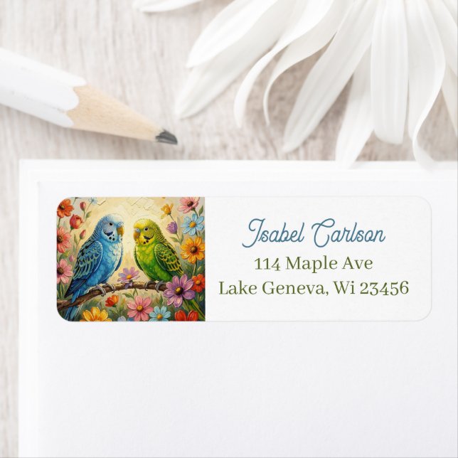 Pretty Impasto Blue and Green Parakeets   (Insitu)