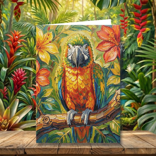 Pretty Impasto Colorful Parrot | Happy Birthday Card (Creator Uploaded)