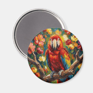 Pretty Impasto Colourful Macaw Parrot Magnet