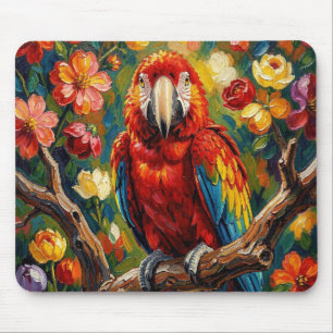 Pretty Impasto Macaw Parrot Mouse Pad