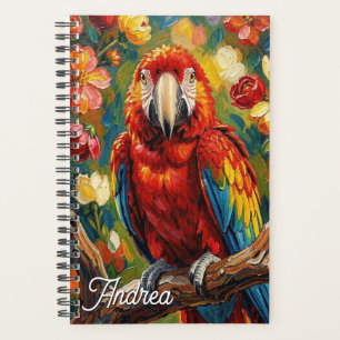 Pretty Impasto Macaw Parrot Personalised Planner