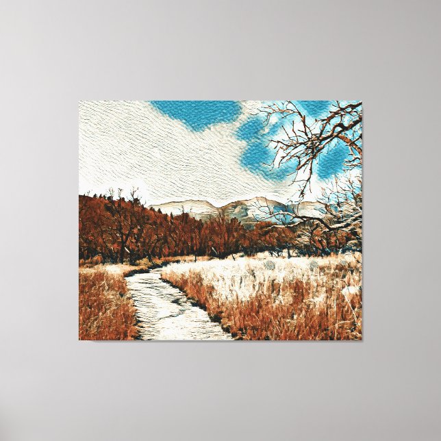 Pretty Impressionistic Mountain Trail Canvas (Front)