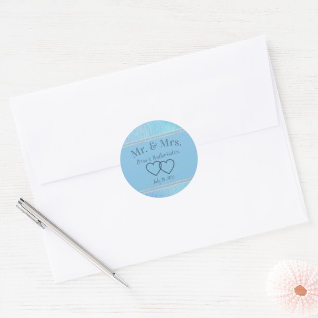 Pretty in Blue Classic Round Sticker (Envelope)