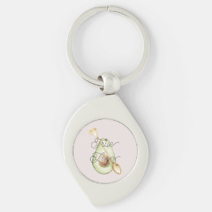 Pretty in Blush Pink Avocado Heart Spoon Key Ring
