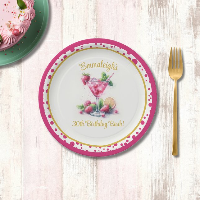 Pretty in Pink 30th Birthday Celebration Paper Plate (Creator Uploaded)