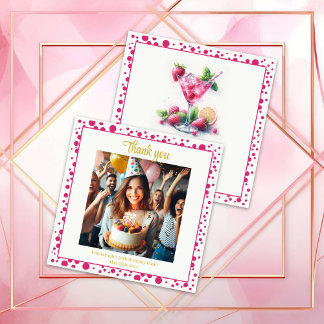 Pretty in Pink 30th Birthday Celebration Thank You Card