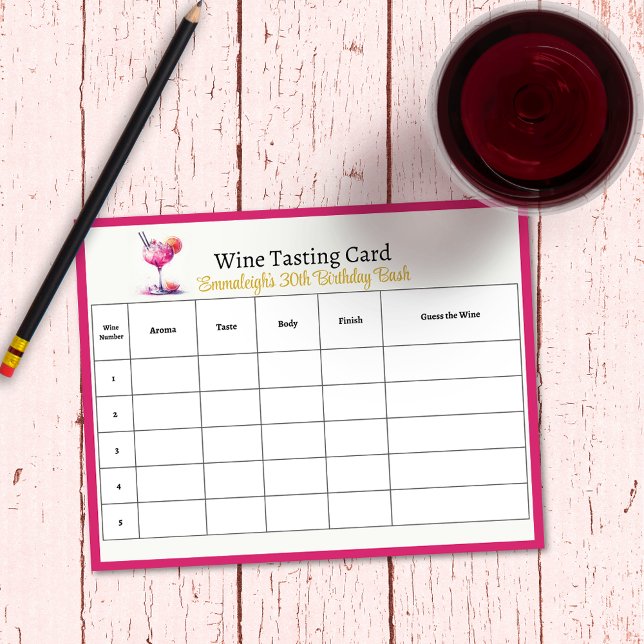 Pretty in Pink 30th Birthday Guess the Wine Notepad (Creator Uploaded)
