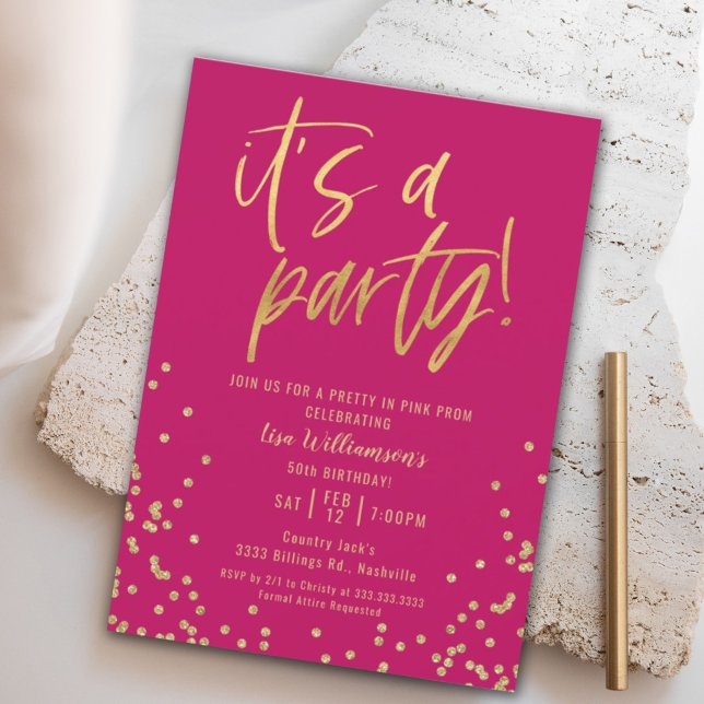 Pretty in Pink 50th Birthday Party Invitation (Creator Uploaded)