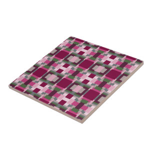 Pretty In Pink And Green Color Block  Tile
