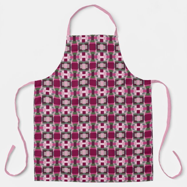 Pretty In Pink And Green Colour Block  Apron (Front)