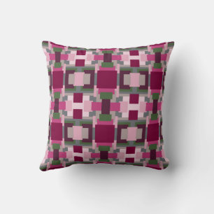 Pretty In Pink And Green Colour Block Cushion