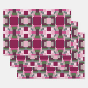 Pretty In Pink And Green Colour Block Wrapping Paper Sheet