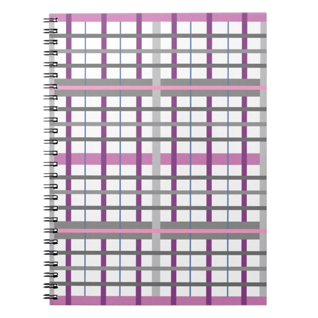 Pretty In Pink and Grey Plaid Notebook (Front)