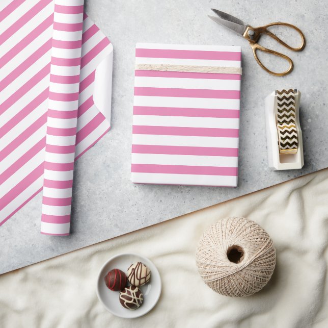 Pretty in Pink and White Stripes Wrapping Paper (Crafts)