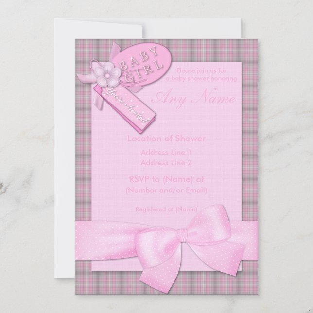 Pretty in Pink Baby Girl Baby Shower Invitations (Front)