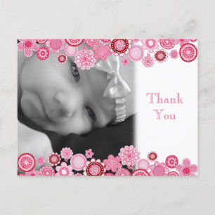 Pretty in Pink Baby Girl Photo Thank You Post Card