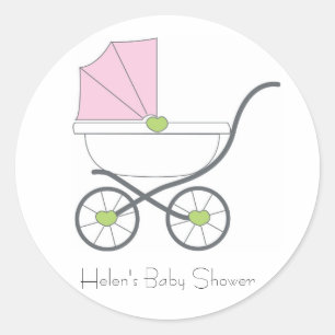 Pretty in pink baby shower favour stickers