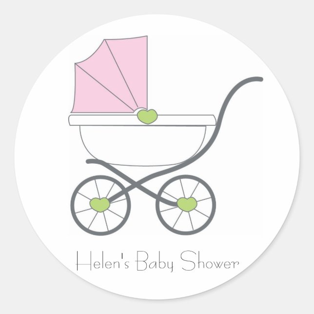 Pretty in pink baby shower favour stickers (Front)