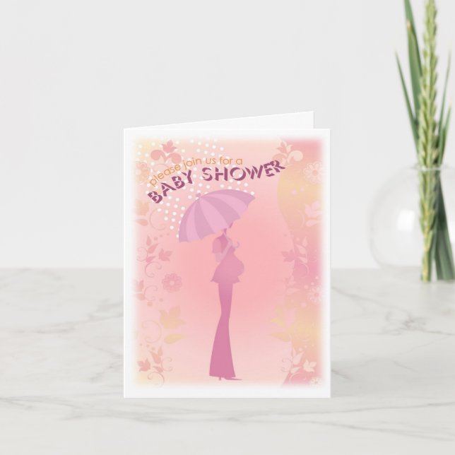 Pretty In PInk Baby Shower Note Card (Front)