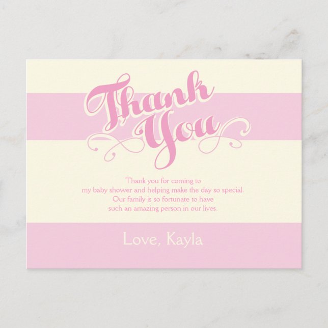 Pretty in Pink Baby Shower, Thank You Cards (Front)