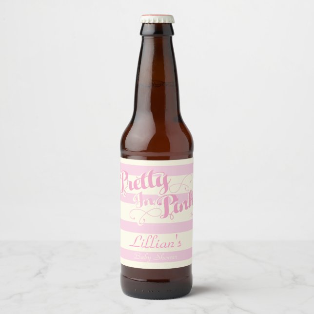Pretty in Pink, Baby Shower Wine Label (Front)