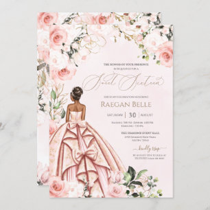 Pretty in Pink Blush Roses Sweet Sixteen Birthday Invitation