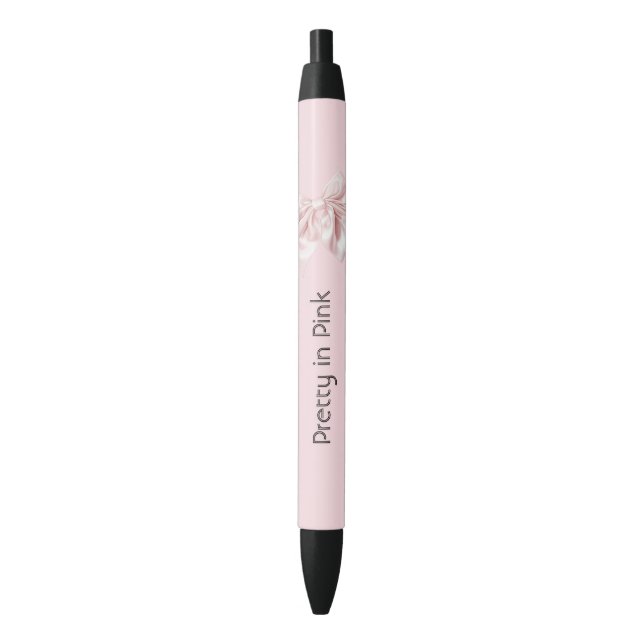 Pretty in Pink Bow Black Ink Pen (Front Vertical)