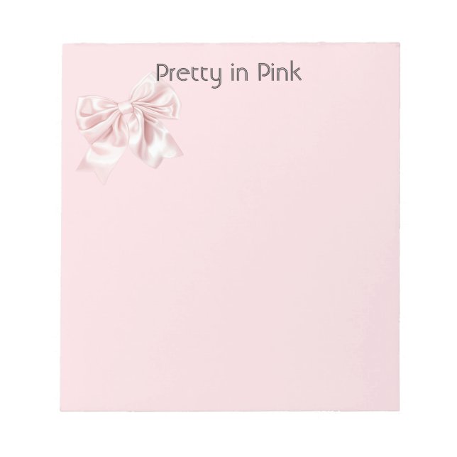Pretty in Pink Bow Notepad (Front)