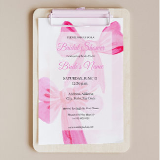 Pretty in Pink Bow Ribbon Bridal Shower Invitation
