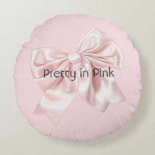 Pretty in Pink Bow Round Cushion