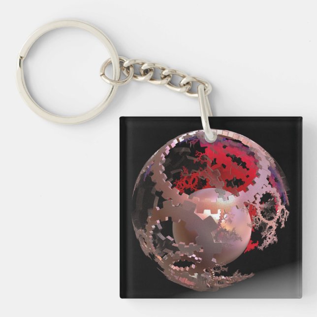Pretty in Pink Cogs Key Ring (Front)