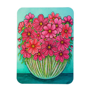 Pretty in Pink Cosmos Magnet by Lisa Lorenz