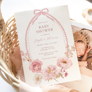 Pretty in Pink Floral Baby Shower Invitation