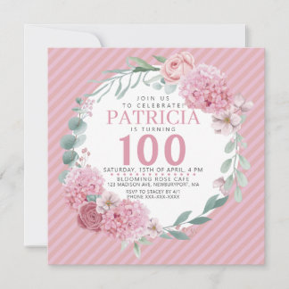 Pretty In Pink Floral Birthday Invitation